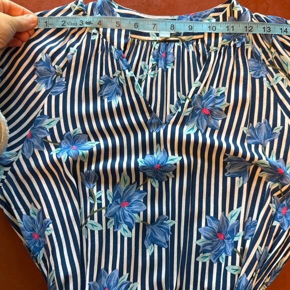 Draper James XS Blue Striped Floral Tie Waist Dress Cottagecore - Picture 7 of 9